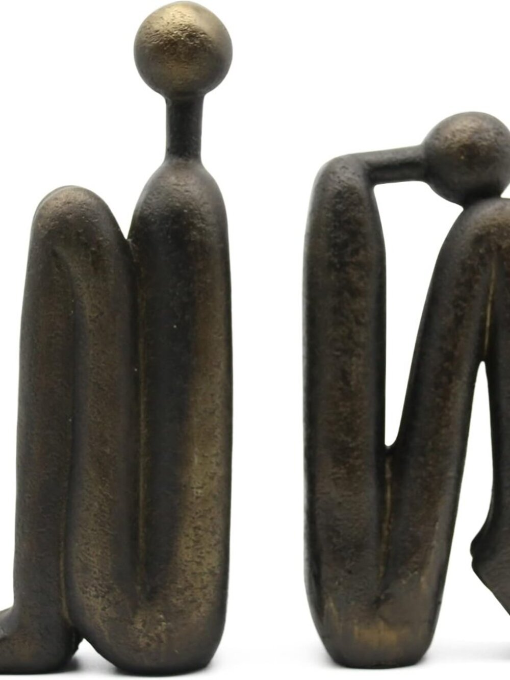 Thinker Decorative Bookends, Non-Slip Book Holder, Resin 9''